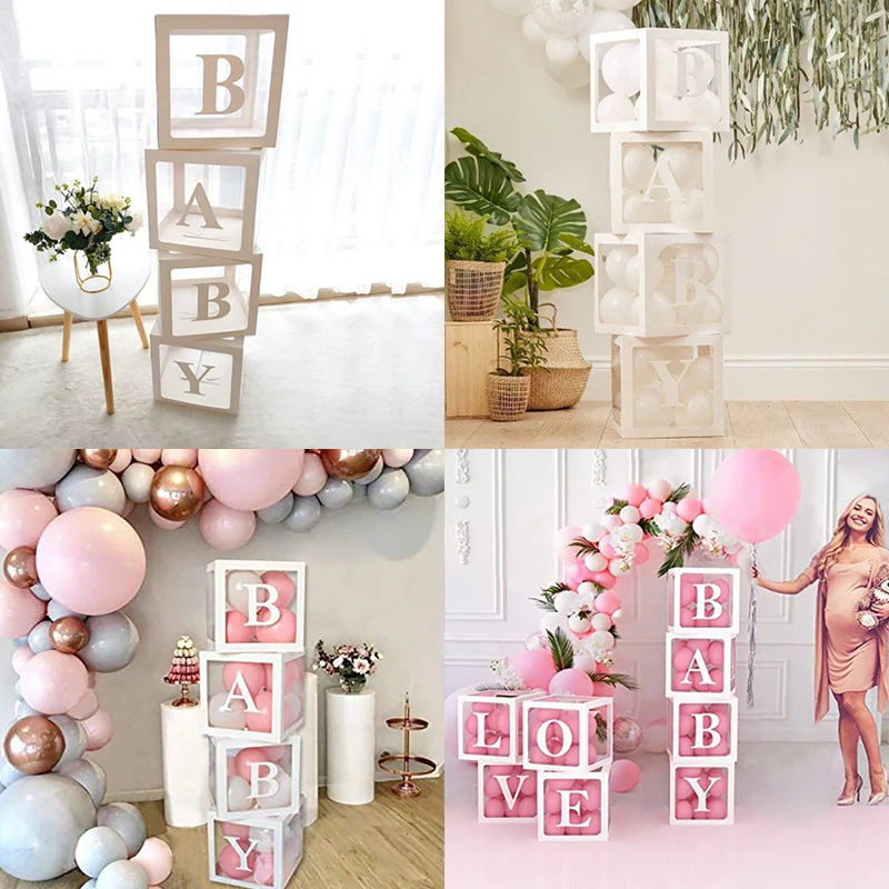Baby Shower Decorations Transparent Box Name Letter Box Babyshower Gift Box Girl Boy 2nd 1st One Birthday Party balloons Decor Baby Shower Decorations Transparent Box Name Letter Box Babyshower Gift Box Girl Boy 2nd 1st One Birthday Party balloons Decor