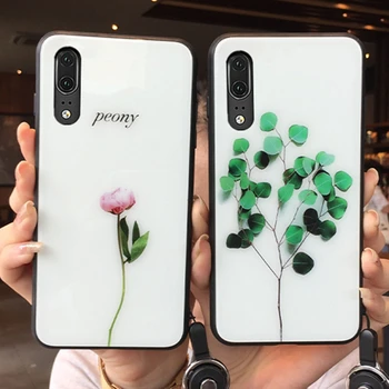 

For Samsung Galaxy S20 Ultra Case Leaf flower peony Tempered Glass Hard protection phone Cover For Samsung S20 Plus Ultra casing