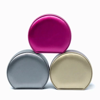 

Hot Sale Half Round Velvet Jewelry Box For Ring Pendant Necklace Bracelet Set Brushed PU Leather Packaging Storage Case Gift