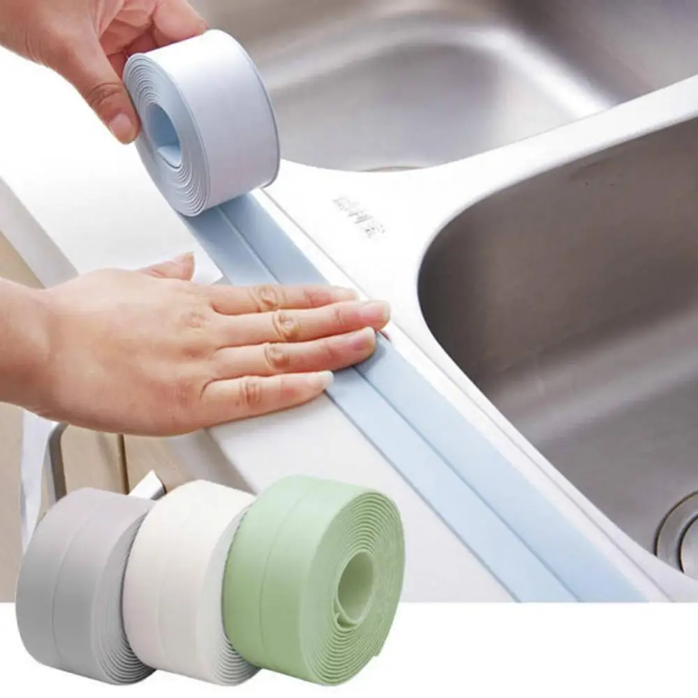 

Bathroom Kitchen 3.2m*3.8mm Shower Sink Bath Sealing Strip Tape Caulk Strip Self Adhesive Waterproof Wall Sticker Sink Edge Tape