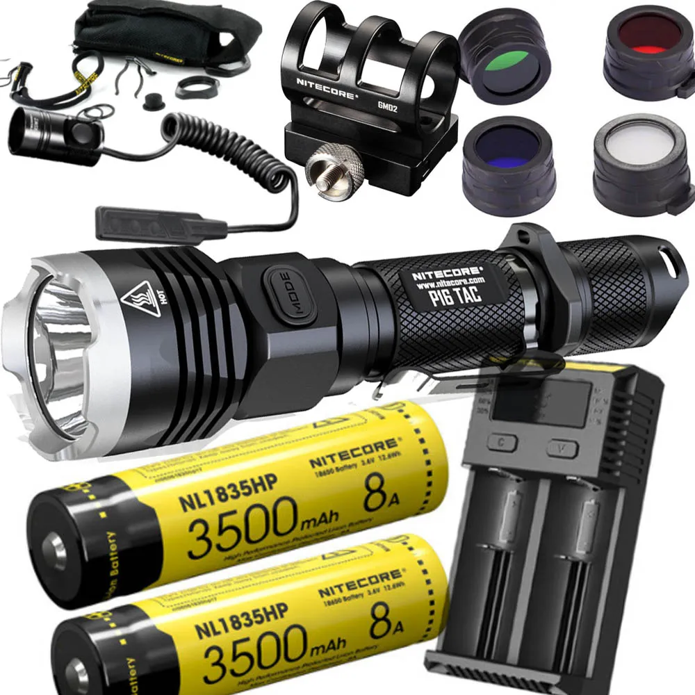 NITECORE P16Tac тактический фонарик CREE XM-L2(U3 Макс 1000 люмен фонарь+ RSW1 GM02+ 40 мм NFR40 NFB40 NFG40 NFD40