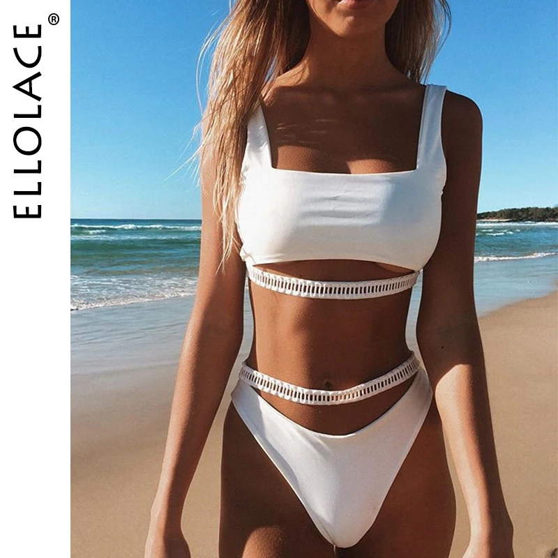 

Ellolace Sexy Hollow Out Bikini Set Swimwear Women Biquini with Brand Feminino Push Up Bathing Suit Female Beach Wear Swimsuit