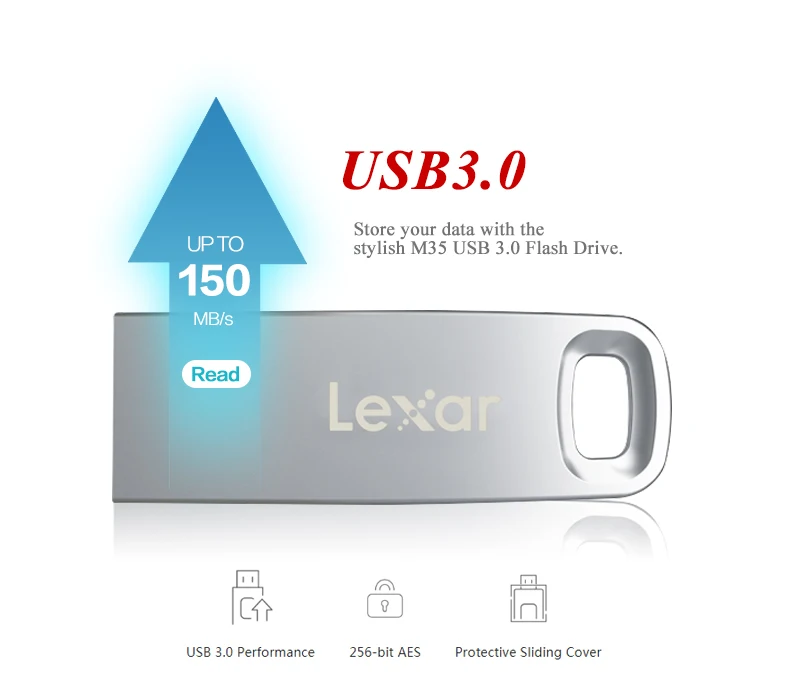 Lexar Jumpdrive M35 USB 3.0 USB Flash Drive 32GB 64GB up to 150MB/s Pen Drive Pendrive 256-bit AES Flash Drive Memory stick USB disk usb flash