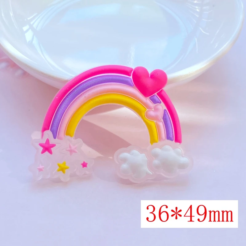 10Pcs Cute Transparent Cartoon Rainbow Series Pvc Flexible Glue Flat Back Diy Scrapbook Embellishment Phone Craft Decoration