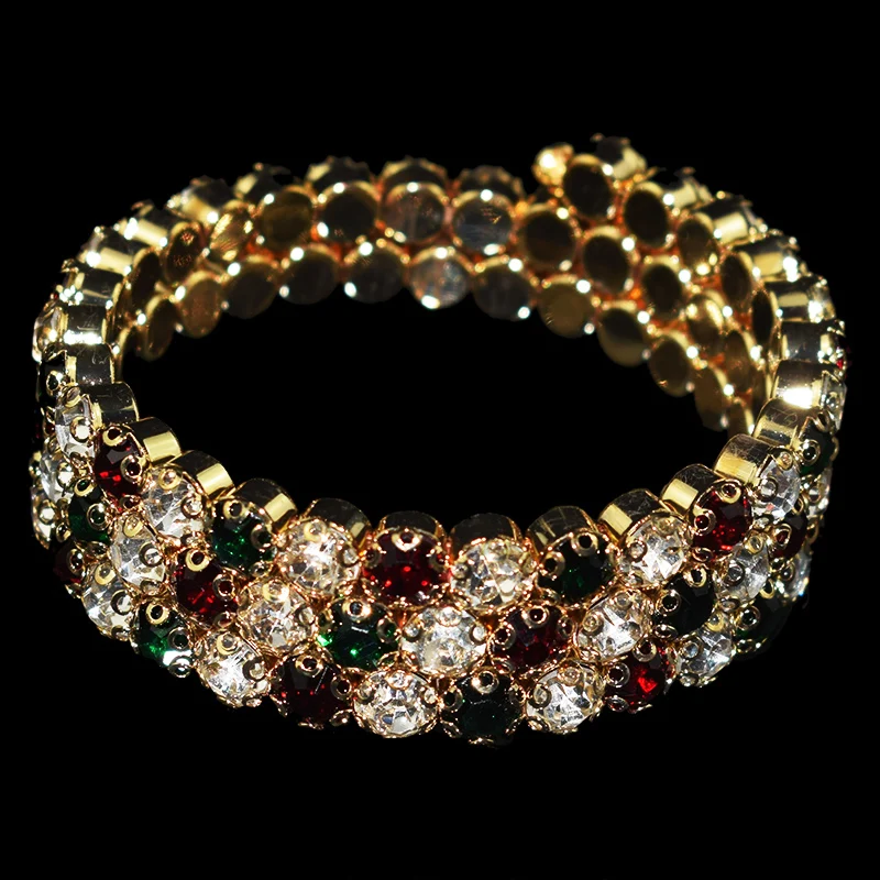 exaggerated Crystal Red white green Bracelets Women Rhinestone Bracelet Wedding Bracelet Pulseras Mujer Wedding Jewelry Gifts 2