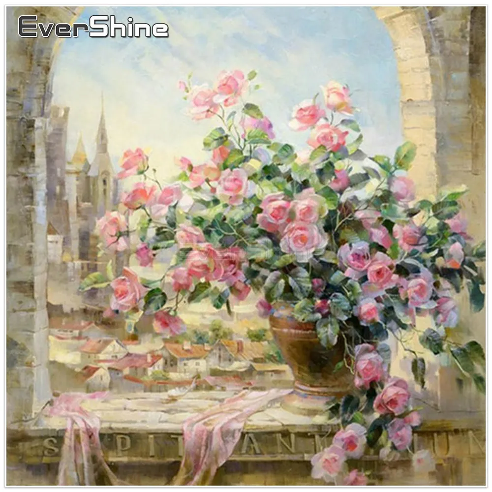 EverShine 5D DIY Diamond Embroidery Full Square Flower Needlework Painting Rhinestones Cross Stitch Wall Decor | Дом и сад
