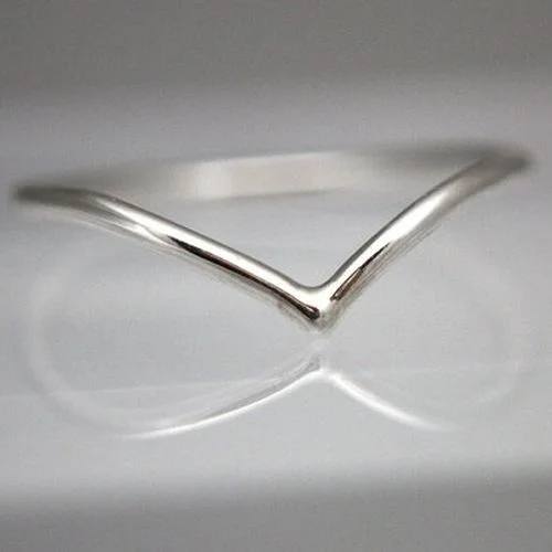 Fashion Simple Chevron Ring V Dainty Solid Silver Color Rings Fine for Women Jewelry Gitfs | Украшения и аксессуары