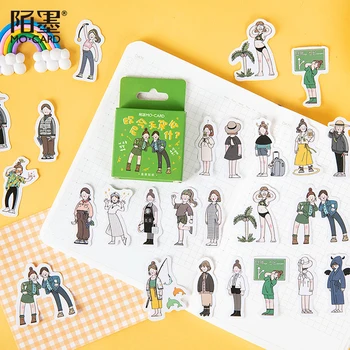 

DEHMJJ 46 PCS What Series To Wear Cute Boxed Kawaii Decoration Stickers Planner Scrapbooking Stationery Japanese Diary Stickers