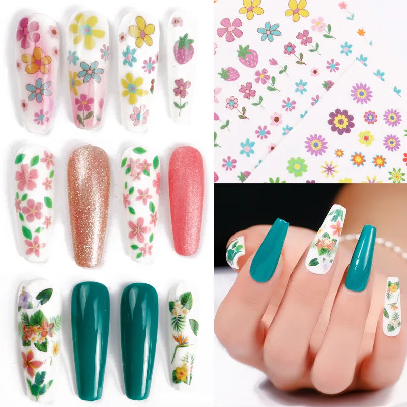 

12 Designs text Nail Water Decals Fresh flowers finger Sexy girl Transfer Slider Words Manicure Tattoos Set Manicure tools