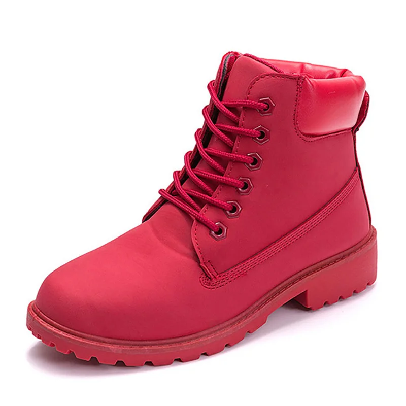 Модные женские ботинки; зимняя обувь; женские теплые зимние ботинки на меху; женские ботильоны; Bota; женские ботинки; Botas Mujer; женские зимние ботинки - Цвет: red No Plush