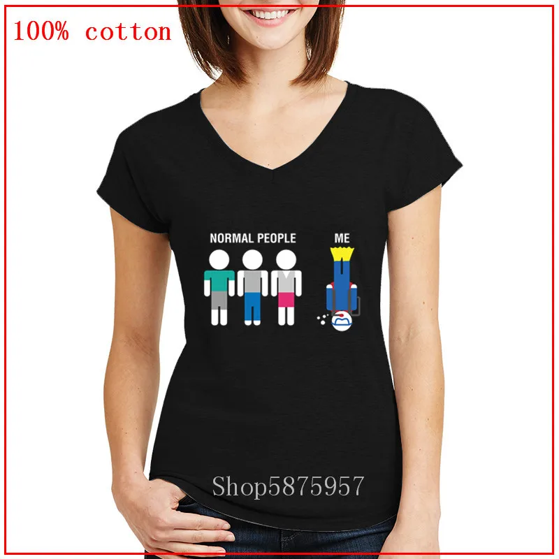 Diver Versus Normal People Comparison V neck T-Shirt women TShirt blouses for brandy melville tops | Женская одежда