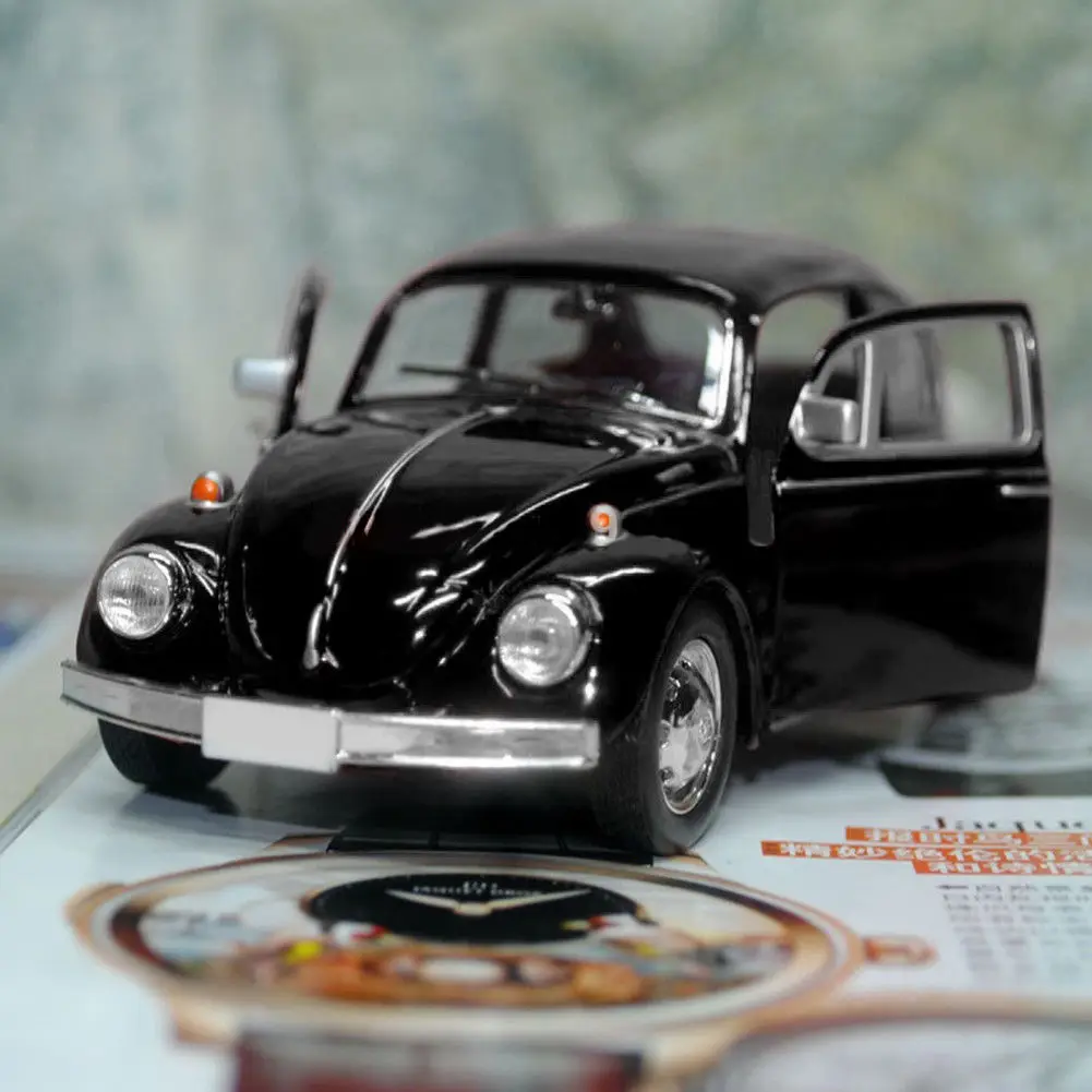 Винтажный Жук литой под давлением автомобиль модель игрушки для детей подарок декор милые фигурки - Цвет: Черный