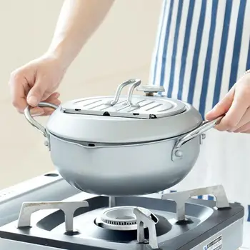 

Kitchen Deep Frying Pot For Home Cooking Stainless Cookware Pot Accessories Fried Steel Chicken Control Temperature C6B7