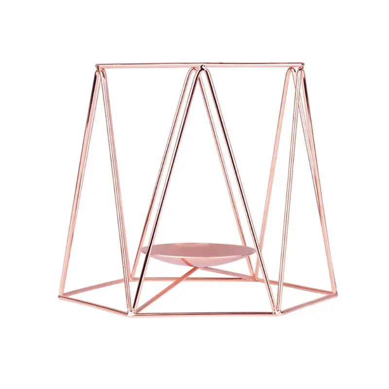 Rose Gold-L Романтический современный металлический подсвечник свадебный орнамент свеча Декор Ароматерапия подсвечник Q1FD - Цвет: Rose Gold-L