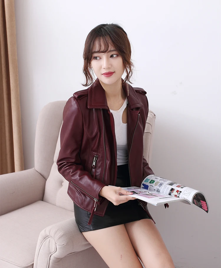 Gratis Verzending, Kwaliteit Vrouwen Echt Lederen Jas. mode Vrouwelijke Schapenvacht Motor Jas, Casual Slim Jas, Super Sales Gratis Verzending, Kwaliteit Vrouwen Echt Lederen Jas. mode Vrouwelijke Schapenvacht Motor Jas, Casual Slim Jas, Super Sales