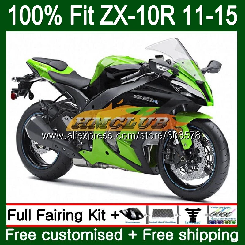 Инъекции для KAWASAKI ZX 10R 10 сотрудников отдела исследований ZX10R, возрастом 11, 12, 13, 14, 15, 119CL. 50 1000CC ZX-10R 2011 2012 2013 OEM светильник зеленый обтекатель