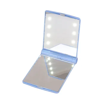 

LED Lighted Makeup Mirror Vanity Mirror Espejos Espelho Portable Compact 8-LED Cosmetic Folding Lights Mirrors (Blue)