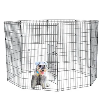 

8 Pieces Folding Door With Black Door Foldable Pet Playpen Iron Fence Puppy Kennel House Exercise Training Safety Iron Fence