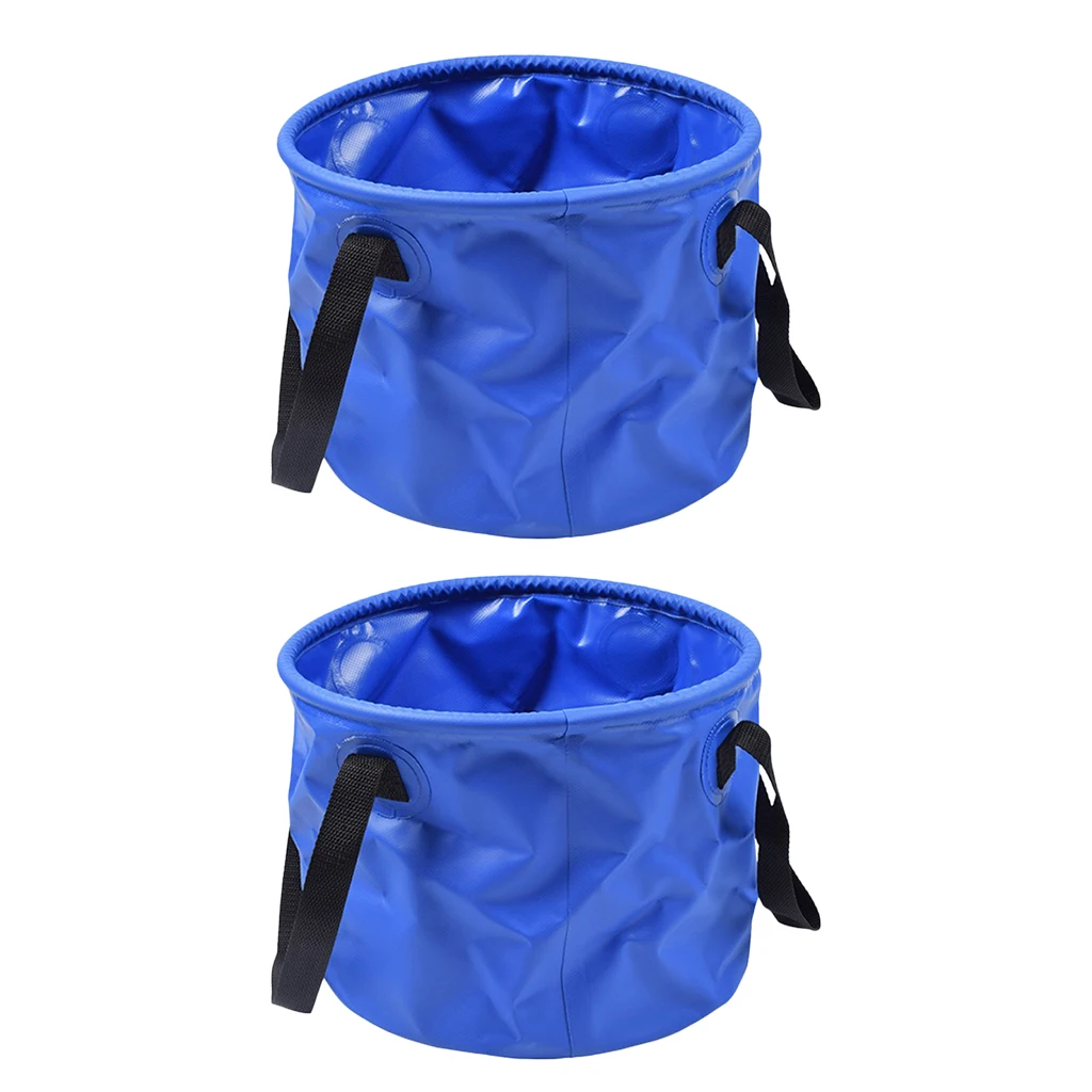 2pcs Folding Multifunctional Wash Basin Bucket Collapsible Buckets Fishing Pail Water Carrier Bag Outdoor Backpacking 30L