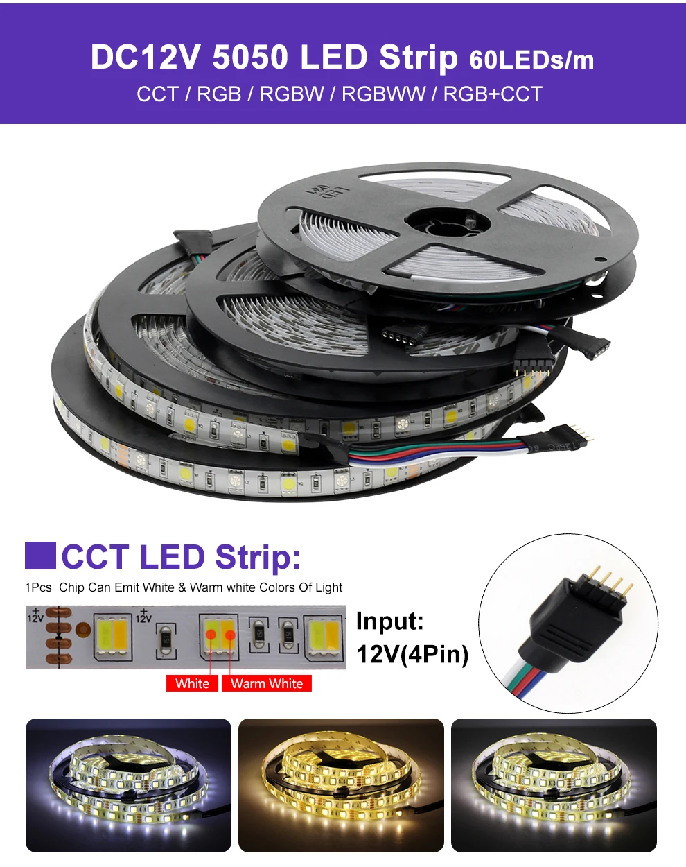 RGB светодиодные ленты 5050 5 м черный/белый PCB внутренней отделки + 17 Ключи РФ Пульт дистанционного управления 12 В 3A питание