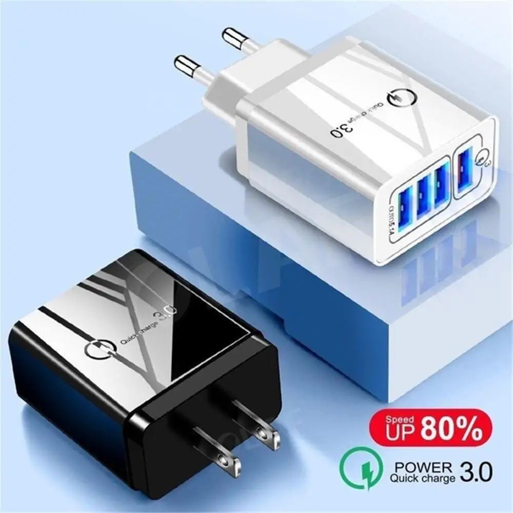 Kuulee Быстрая зарядка 4 порта USB зарядное устройство Быстрая зарядка для iPhone samsung Xiaomi huawei смартфон путешествия настенный адаптер питания