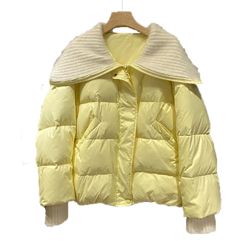 

2020 winter new down jacket women short warmth stitching white duck down solid color fashion jacket