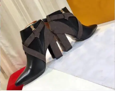 

Luxury Genuine Leather Women Thick bottom Boots Fashion Lace Up Ankle Boots For Women Round Toe High Heels Sexy Party boots