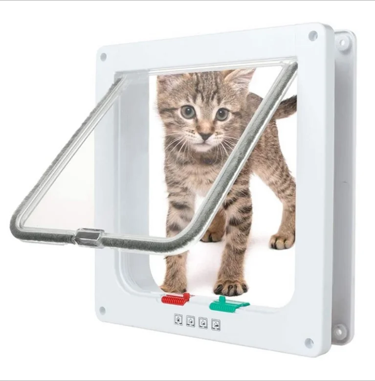 

Cat Flap Door with 4 Way Lock Security Flap Door for Dog Cat Small Pet Gate ABS Plastic Door For Cat Puppy Pet Supplies S M L