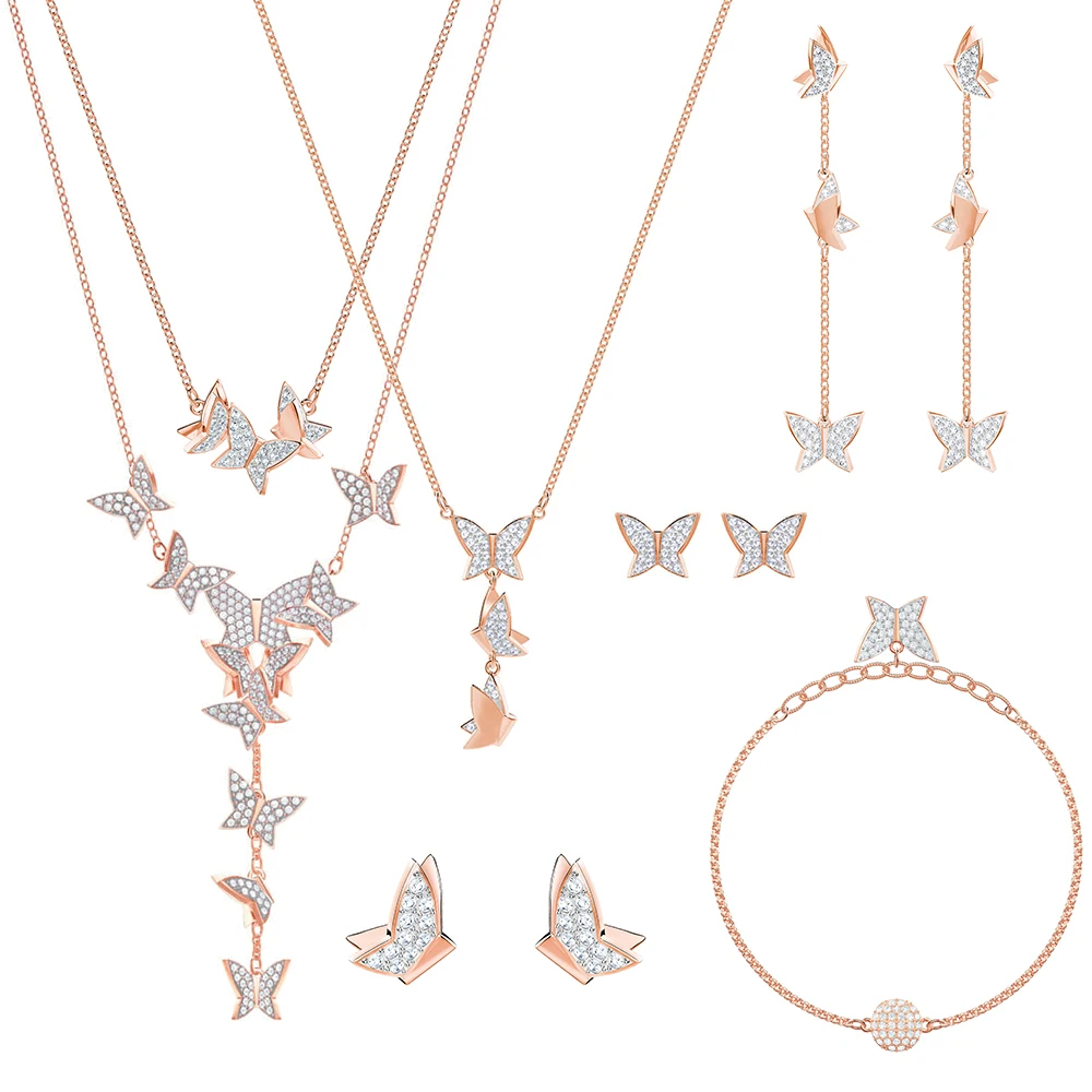 

SWA RO 2019 Fashion Trendy New LILIA Set of Gorgeous Dazzling Butterfly Sets Decorating Crystal Female Luxury Jewelry Set