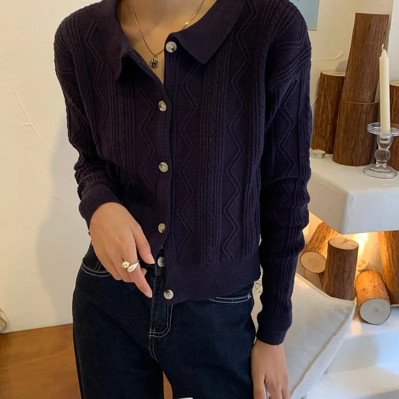 HziriP 2020 New Spring Sweaters Office Ladies Long Sleeve Knitted Cardigan Coat Fashion Retro Loose Short Sweater Women Clothing |