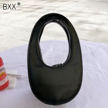 

[BXX] Solid Color Leather Bags For Women 2020 Fashion Winter Brand Designer Round Shaped Shoulder Bag Lady Travel Handbags a166