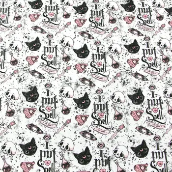 

Skull Cat print 100% cotton fabric for sewing masks clothes DIY material tissus au metre curtains patchwork wholesale per meter