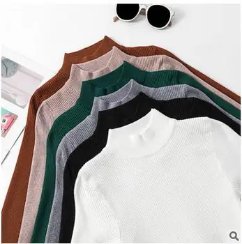 

Autumn Winter Turtleneck Pullovers Sweaters Primer shirt long sleeve Short Korean Slim-fit tight sweater