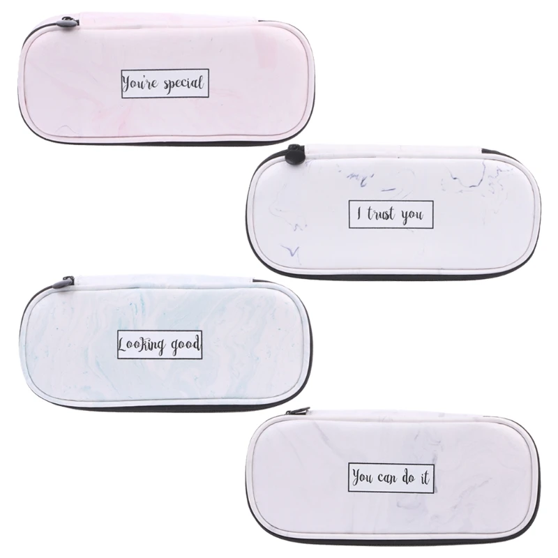 

Marble Pattern Faux Leather Large Capacity School Pencil Case Cosmetic Pouch Bag