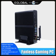 EGLOBAL fansız Mini PC i7 8565U 8550U 4 çekirdek 8 konuları 2 * DDR4 M.2 + Msata + 2.5 ''SATA masaüstü bilgisayar Windows 10 DP HDMI HTPC