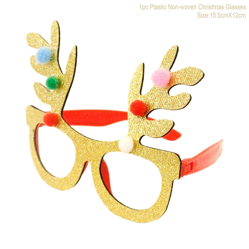 Рождественская повязка на голову, украшения, рождественские аксессуары для волос с оленем и Сантой, Рождественский Декор для Hom Navidad, подарки на год - Цвет: Xmas Glasses Gold
