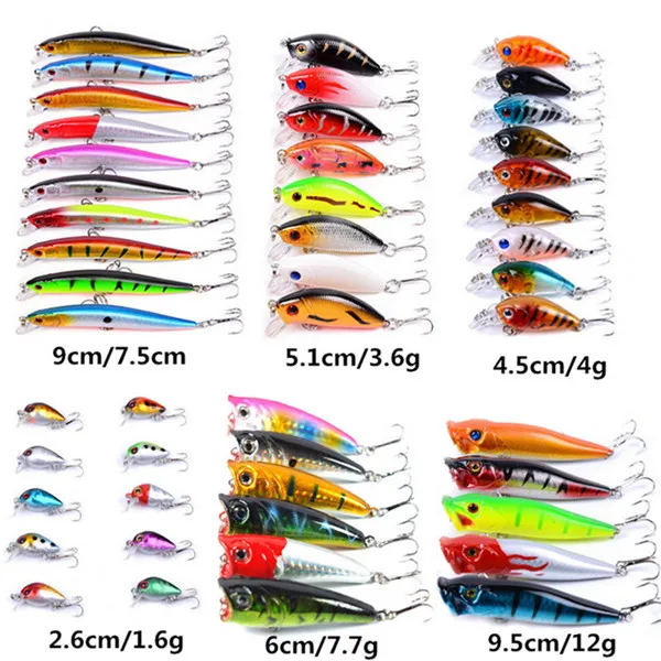 48PCS ZH0018 10-141 шт./лот смешанные рыболовные приманки набор ложка, мягкие приманки для рыбалки приманки комплект Поппер блесна искусственная приманка комплект - Цвет: 48PCS ZH0018