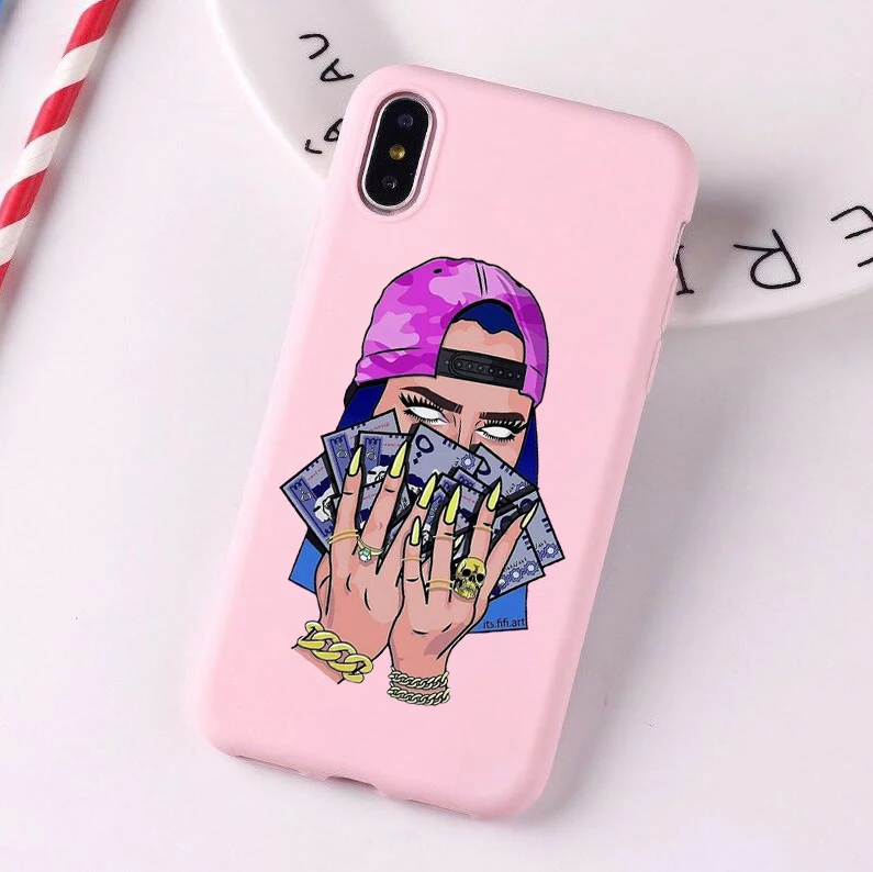 MAKE MONEY Not Friends Kash Black head Girl Fundas чехол для iPhone X XR XS Max 8 7 6s Plus 11 Pro конфетный розовый силиконовый чехол - Цвет: 22833