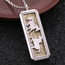 Glamour Aromatherapy Square Pendant Necklace - Stainless Steel Essential Oil Diffuser Locket (1Pcs Necklace)