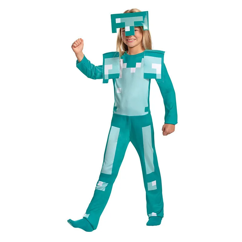 

Game Minecrafted Diamond Armor Kids Polyester Clothes Character Halloween Cosplay Costume Dress Up Birthday Party Gift
