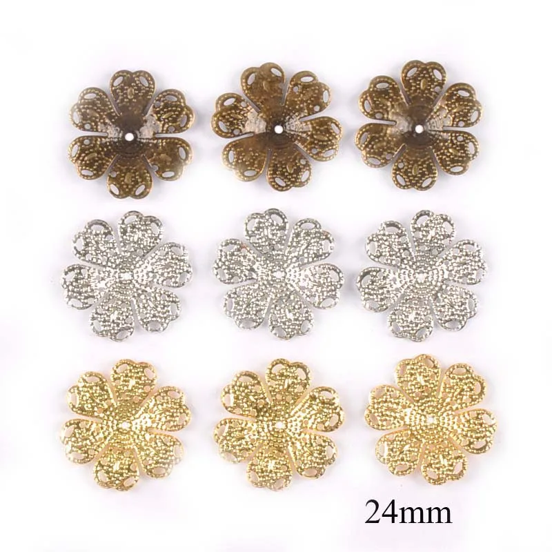 Gold/silver/Bronze 10 Style Flowers Wraps Filigree Connectors For Scrapbooking Embellishments Metal Crafts Decor 20pcs YK0762