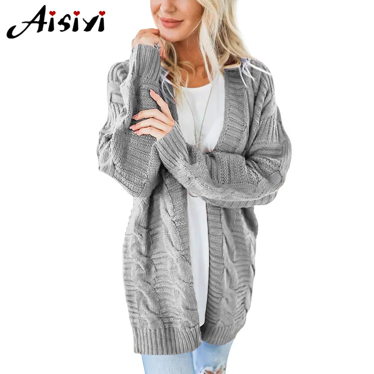 2019 autumn and winter new Amazon explosion models twist cardigan solid color long thick sweater |
