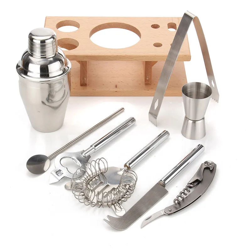 

8Pcs 250mL Stainless Steel Cocktail Shaker Mixer Drink Bartender Bar Tools Maker Set Kit