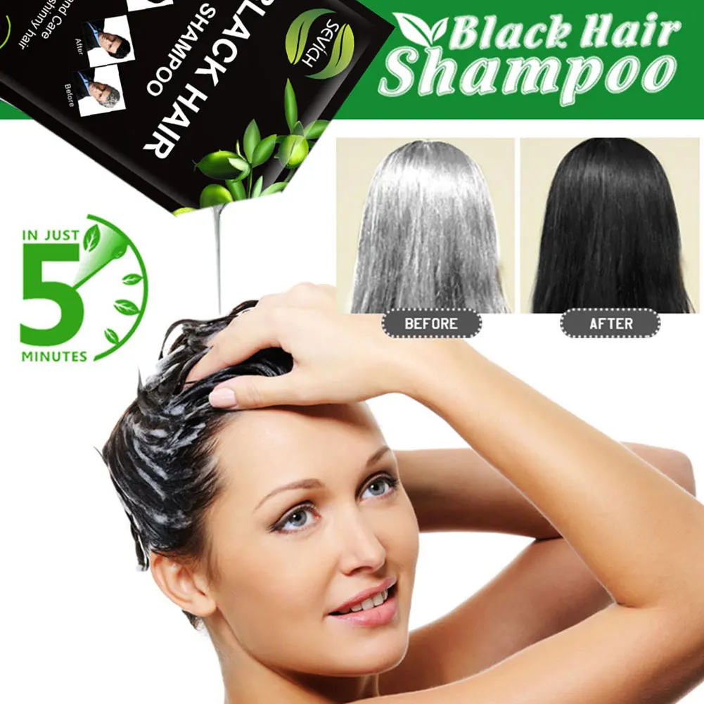 Мгновенный черный шампунь для волос после окрашивания черная краска для волос может естественным образом почернить черные волосы и белые волосы в течение 5 минут