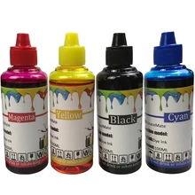4pcs 100ml 652XL Refillable Dye Ink Refill Kit Compatible for HP Deskjet 1115 2135 3635 1118 2138 3636 3638 4536 4676 Printer