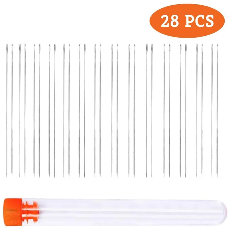 Imzay 28 PCS 1.58in Beading Needles Extra Thin Seed Beads Needles Long