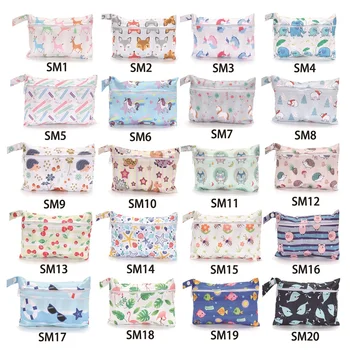 

Mini Wet Bag Reusable For Nursing Menstrual Pads Waterptoof PUL Snap Handle Wetbag Maternity Diaper Bag Stroller Bags 15*22.5cm