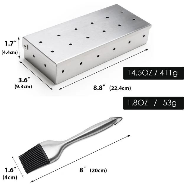 Dohányzó Doboz Bbq Hús Rozsdamentes Acél Gázrácshoz Faforgács, Kefével - Nagy Teljesítményű Grillező Tartozék G -Hez - Image 2