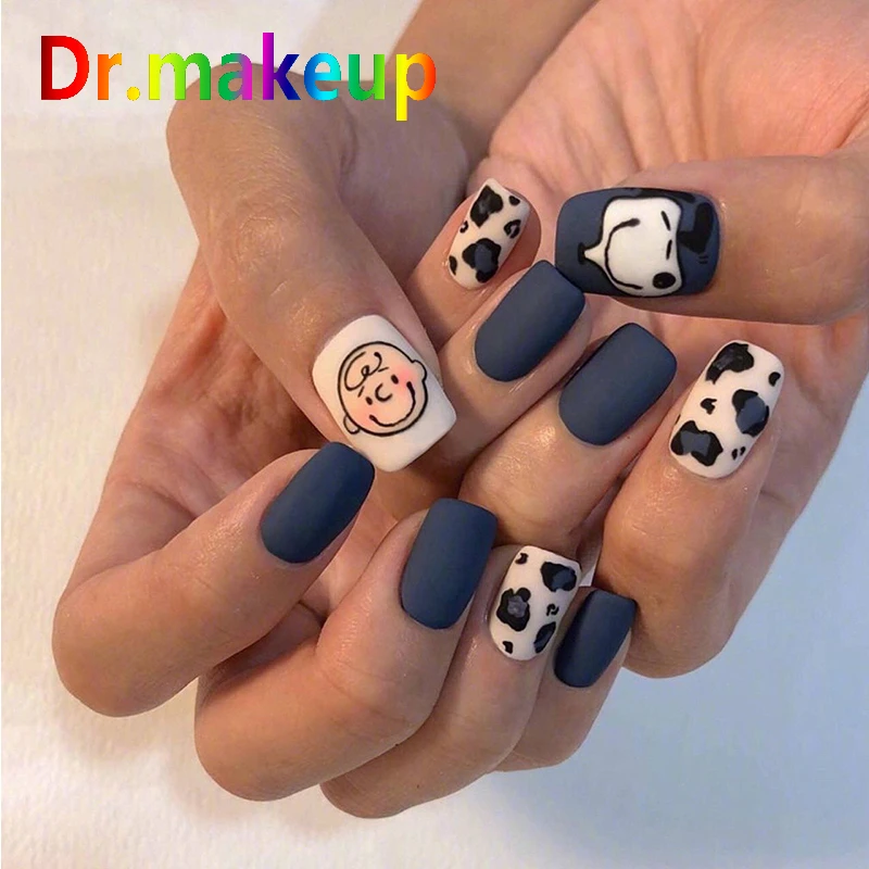 24 piezas 3D consejos uñas postizas DIY mate Snoopy diseño cubierta  completa leopardo falso uñas moda Artificial uñas arte calcomanías con  pegamento|Uñas postizas| - AliExpress