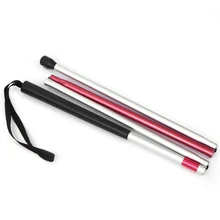 Bengala de caminhada dobrável com 4 peças, vara guia de caminhada com limitação visual, muleta dobrável, capa protetora vermelha refletora